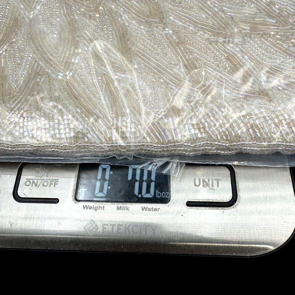La Regale Vtg Beaded Evening Clutch Purse Ivory Satin Lining Zipper Sequined 7oz - Picture 9 of 10
